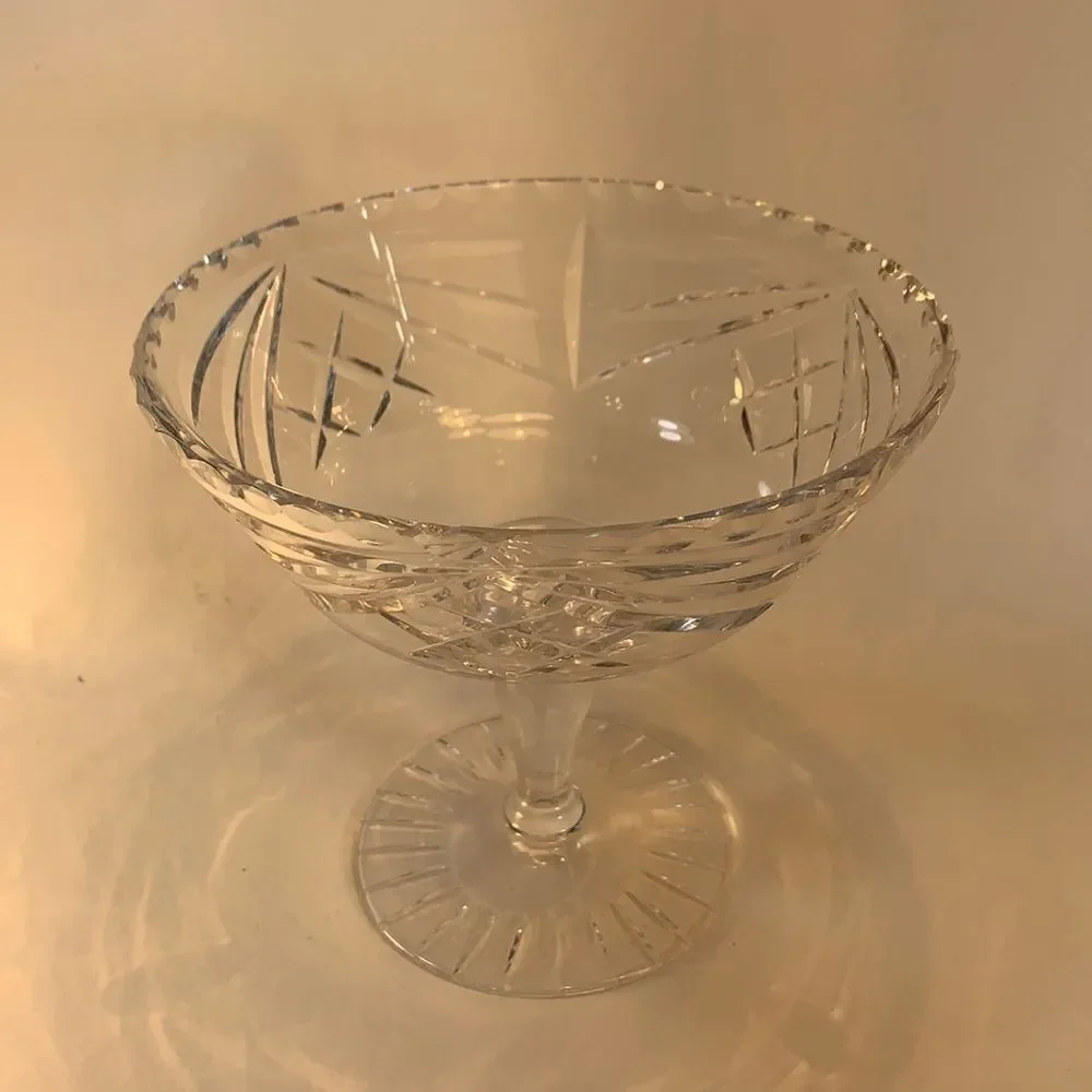 Cut Crystal Serving Goblet Candy Nut  Dish Intricate Detail Bar Party Trinkets